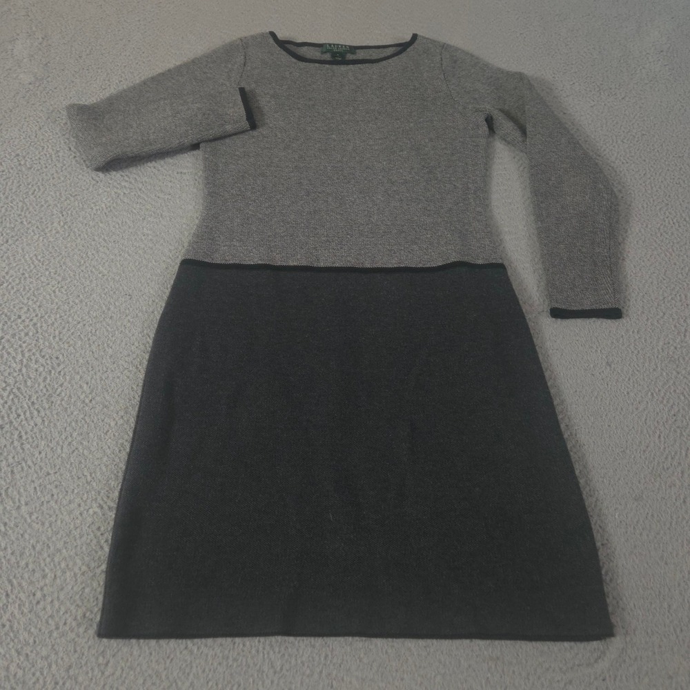 Lauren Ralph Lauren Dress Womens S Multi Colorblock Long-Sleeve Knit Sweater